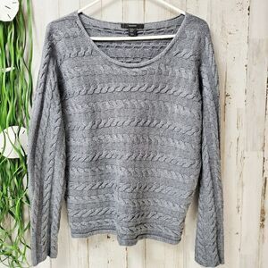 Tahari Cable Knit Sweater Gray Size Medium